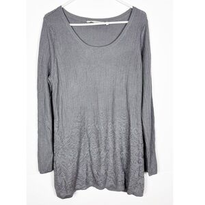 Soft Surroundings Sweater Women’s Size Large Gray Chenille Ribbed Patterned